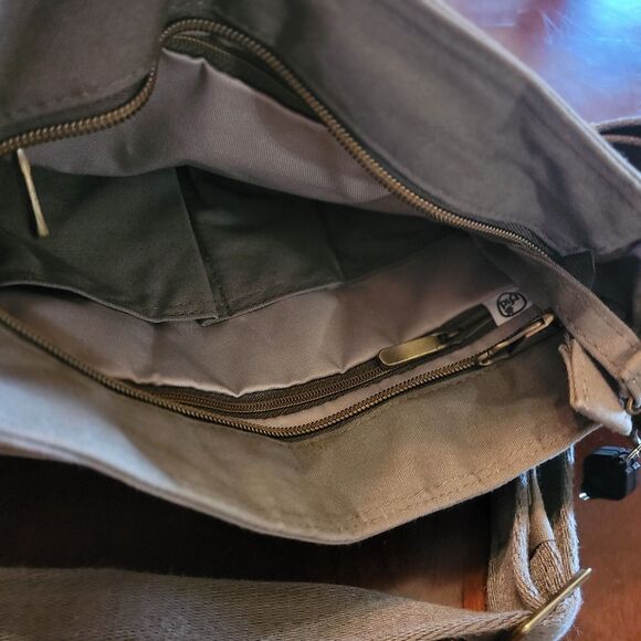 Magellan's Canvas Crossbody Ttavel Messenger Bag Gray Bottle Holder - Picture 12 of 16